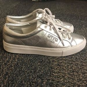 Tory Burch Chace Silver Sneakers Size 7